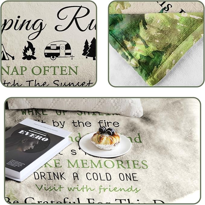 Camping Blanket, Camping Gifts, Best Gifts for Rv Owners, Camping Gifts for Women,Men, Kids, Rv Gifts, Gifts for Camping Lovers,Camping Essentials, Camping Accessories, Camping Throw Blanket 60inx50in