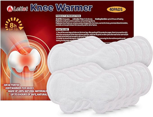 Hot Knee Warmers - 40 Pack Disposable Adhesive Patches for Up to 12 Hours of Safe, Natural Heat, Ideal for Outdoor Activities Like Skiing, Hiking & More, Fastest Activation for On-The-Go Warmth.