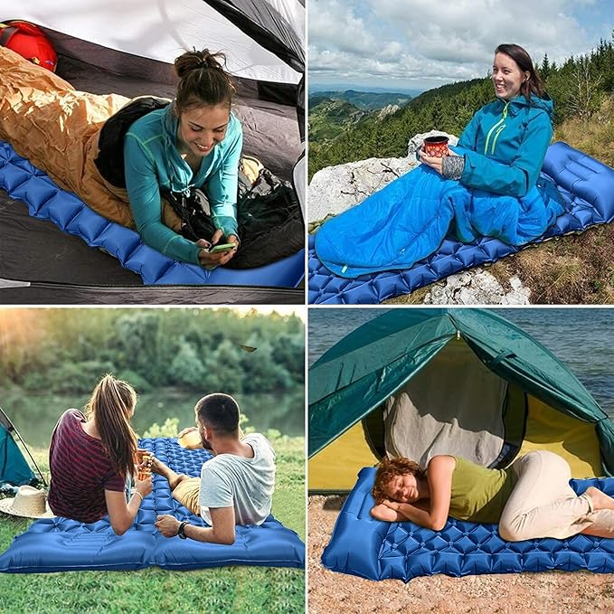 EULANT Single Sleeping Pad for Camping with Built-in Pillows & Foot Pump,Ultralight & Portable Self Inflating Air Mat for Camping Backpacking Hiking Tent