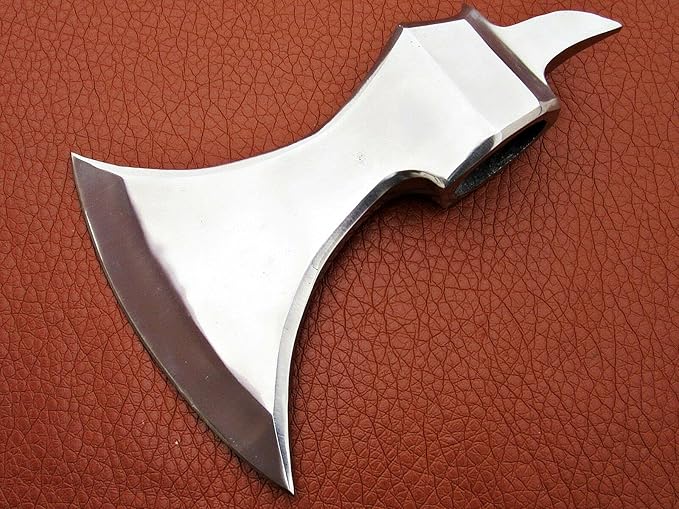 White SPIKER Battle Custom Hand Made HIGH Carbon Steel Tomahawk Viking Axe Head with Leather Sheath