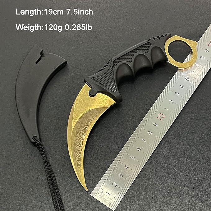 Karambit Knife Trainer No Offensive Karambit Trainer Stainless Steel Practice Training Knife Karambit Knife with Sheath for Beginner 100% Safe Practice Knives Trainer Tool (Legend)