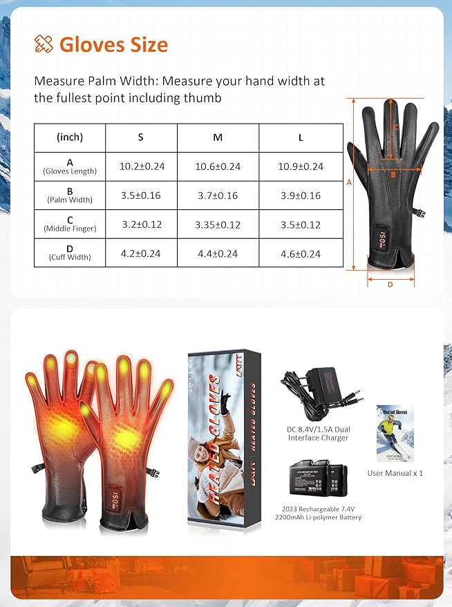 Heated Glove Liners, Rechargeable Electric Battery Operated Heated Gloves for Men Women Thin Hand Warmers for Work Skiing Hunting Fishing Arthritis