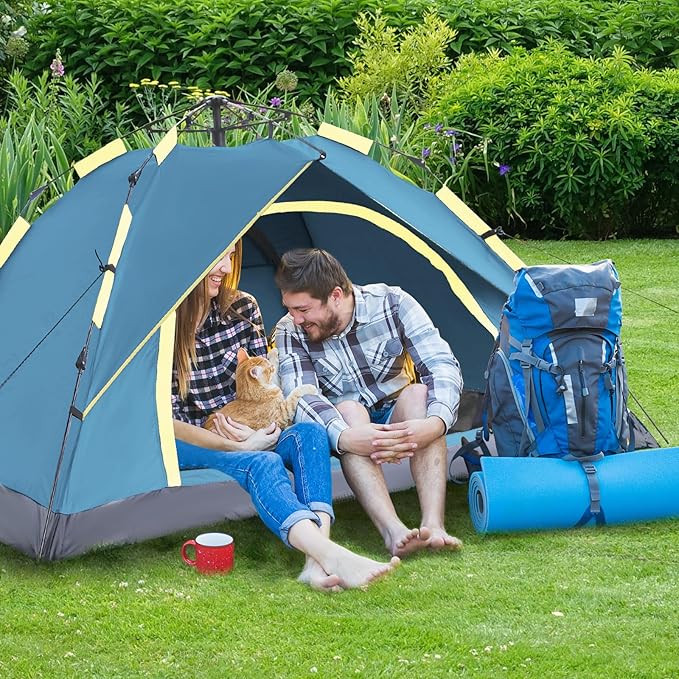Instant Pop-Up Camping Tent, 2/3 Person Tents for Camping, Automatic Quick Open, Waterproof Windproof Tents, Easy Setup for Outdoor, Beach, Hiking, Backpacking, Traveling