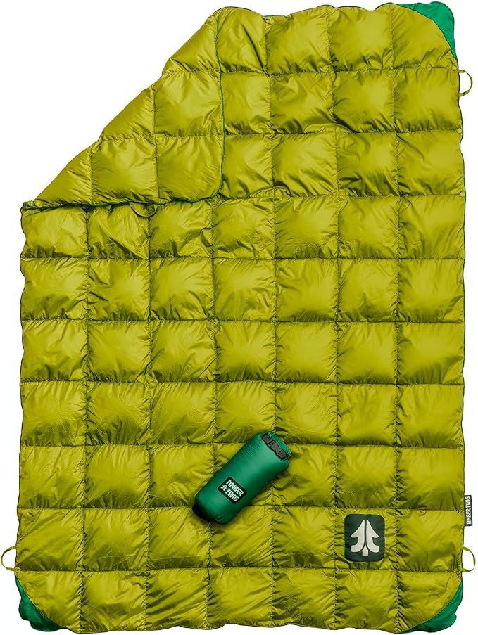 Outdoor, Travel, and Camping Puffy Down Blanket - Its Packable, Lightweight, and Warm - Spring Green