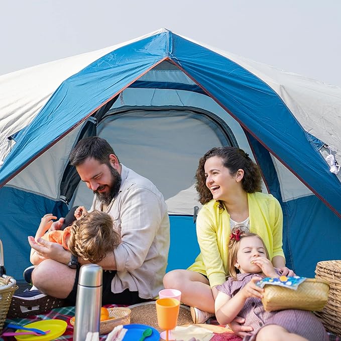 Tent for Family Camping Quick Setup, Instant Pop Up Dome Tents Outdoor 2-3 Person / 6 Person, with Water-Resistant Rainfly and Mesh Roofs & Door & Windows