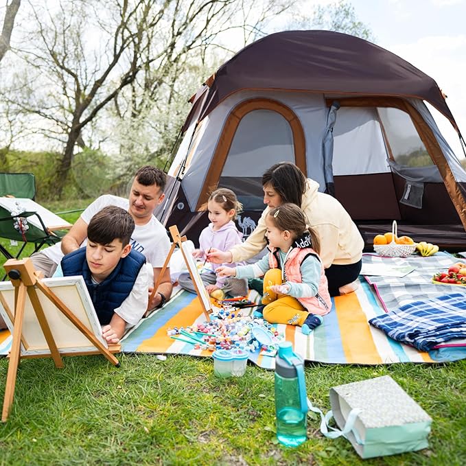 CAMEL CROWN Cabin Tent with 1-Minute Setup, 4/6 Person Instant Tent with Weatherproof Floor
