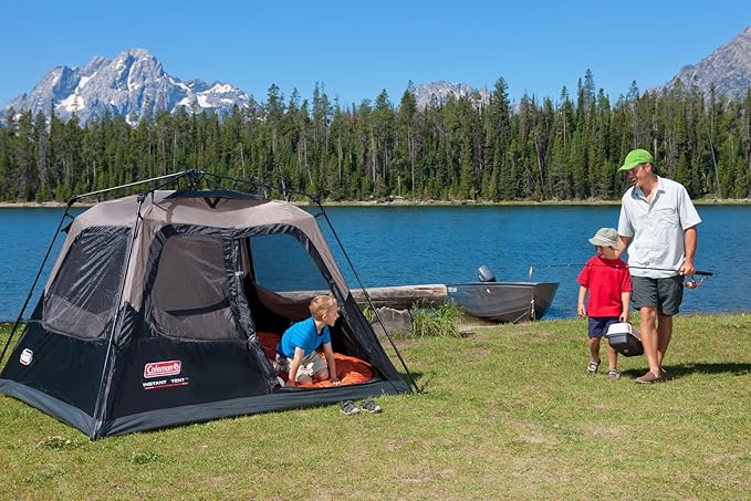 Coleman Instant Tent with 1-Minute Setup, 4-Person Tent with Pre-Attached Poles, Air Vent, & Carry Bag