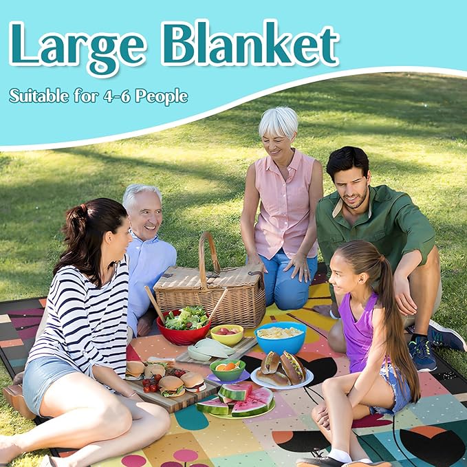 Boho Floral Picnic Blanket Waterproof Foldable Extra Large Picnic Mat Beach Blanket 60"x80" for Camping Beach Hiking Patio Party Outdoor Decor Gifts