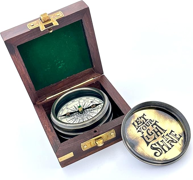 Compass with Box - Let Your Light Shine – First Communion Gifts for Boys & Confirmation Gifts for Teenage Boys | Baptism Gifts, Christian Catholic Gifts for Men | Inspirational Graduation Keepsakes