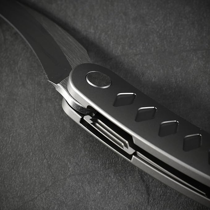 Knife Kage C03 Folding Knife,2.52" M390 Stonewashed Mirror Blade Pikal Knife,3.39" 6AL4V Titanium Handle Pocket Knife,2.61oz Lightweight Outdoor EDC Knife (Silver)