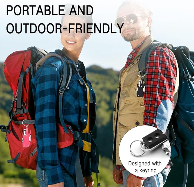 Mini Guitar-Shaped Multitool,3-in-1 Keychain Knife with Bottle Opener and Mini Flashlight,Gift for Men & Women,Set of 2