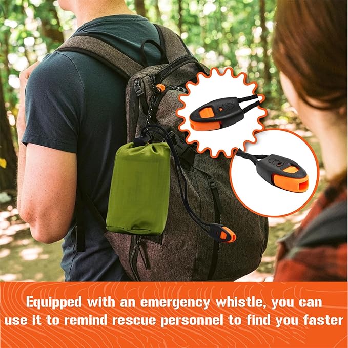 Emergency Sleeping Bags Portable Emergency Blankets Emergency Warm Sleeping Bags Waterproof Warm Life Bags with Whistles Foldable Outdoor Travel Camping Emergency Supplies