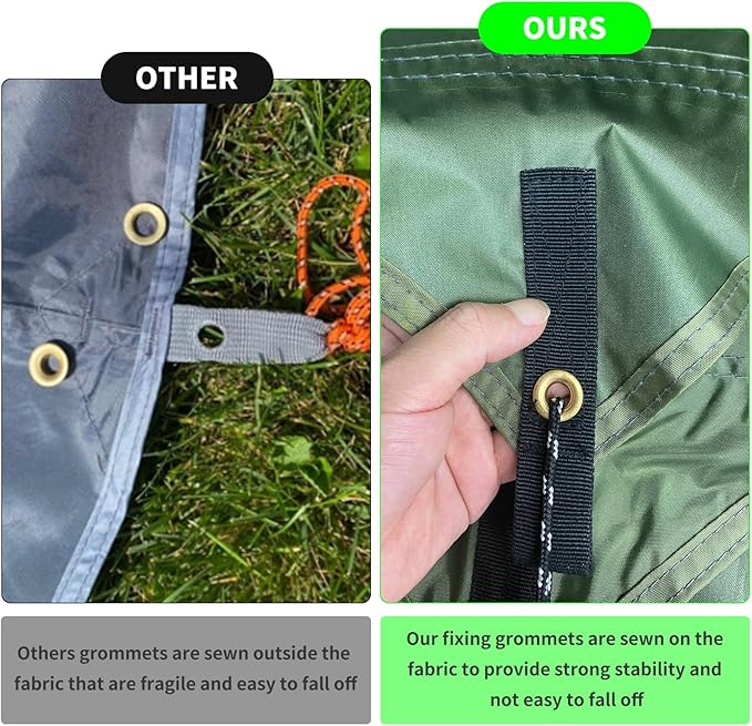 Hammock Rain Fly 10×10FT - Waterproof Camping Tarp Portable Tent Tarp Premium Backpacking Tarp Sheleter with UV Protection Layer for Camping Hiking Outdoor(OdGrreen)
