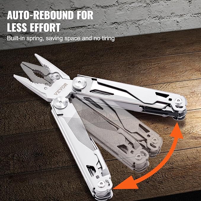 VEVOR 29-in-1 Multitool Pliers,Stainless Steel Multi Tool Pocket K-nife,Self-locking Multitool Pliers with Sheath & Replaceable Screwdrivers Bits -Perfect for Outdoor Survival, Camping, Hiking