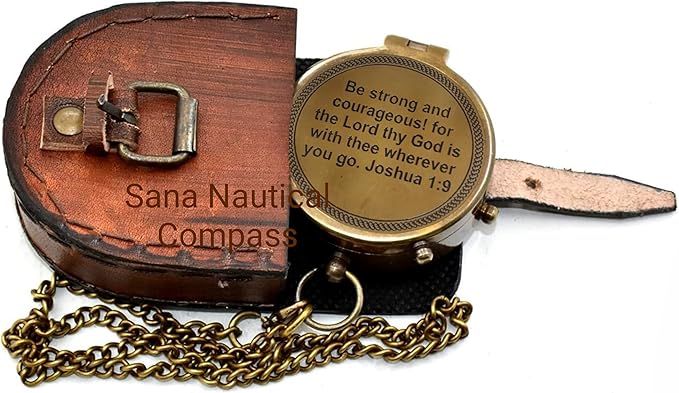 Pocket Chain Compass Engraved Your Tommy Your Tubbo Brass Compass with Leather Case and Chain Engraved Compass Brass Camping Compass for Trekking Survival Item by SANA Nautical Compass