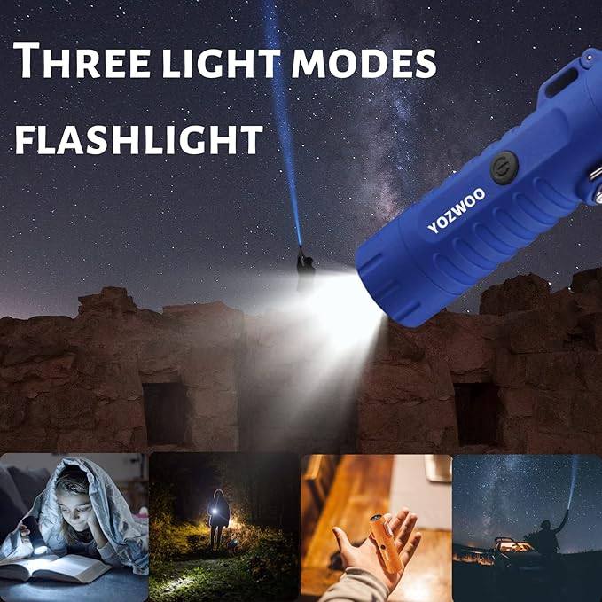 YOZWOO Dual Arc Lighter Rechargeable Plasma Electric Lighter Waterproof Windproof Flameless Cool Lighter with LED Flashlight and Survival Compass for Outdoor,Camping, Hiking,Traveling（Blue）
