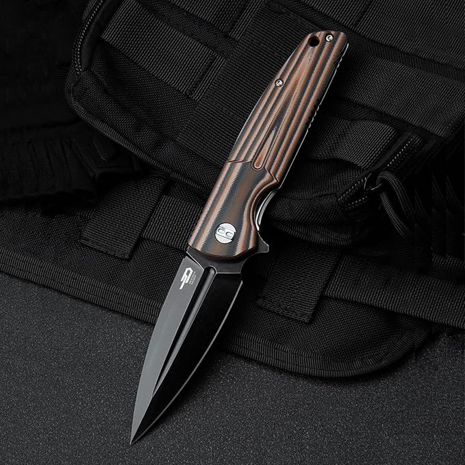 BESTECH KNIVES Pocket Folder Folding Knife: 3.67" 14C28N Steel Black Blade, G10 Handle, EDC Clip, BG34C-3 (Black Desert)