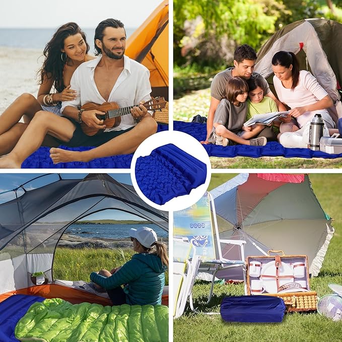 Camping Sleeping Air Bag TPU Blow-Up Air Bag with Mat Built-in Foot Pillow Perfect for Camping Essentials, Lightweight Sleeping Bag Air Mattress Camping Cot Camping Tent