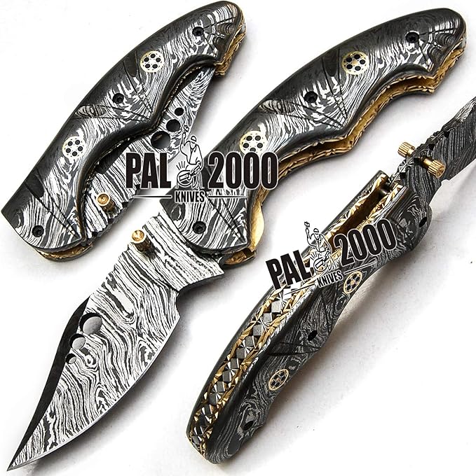 FP-9491 Handmade Damascus Steel Folding Pocket Knife With Sheath
