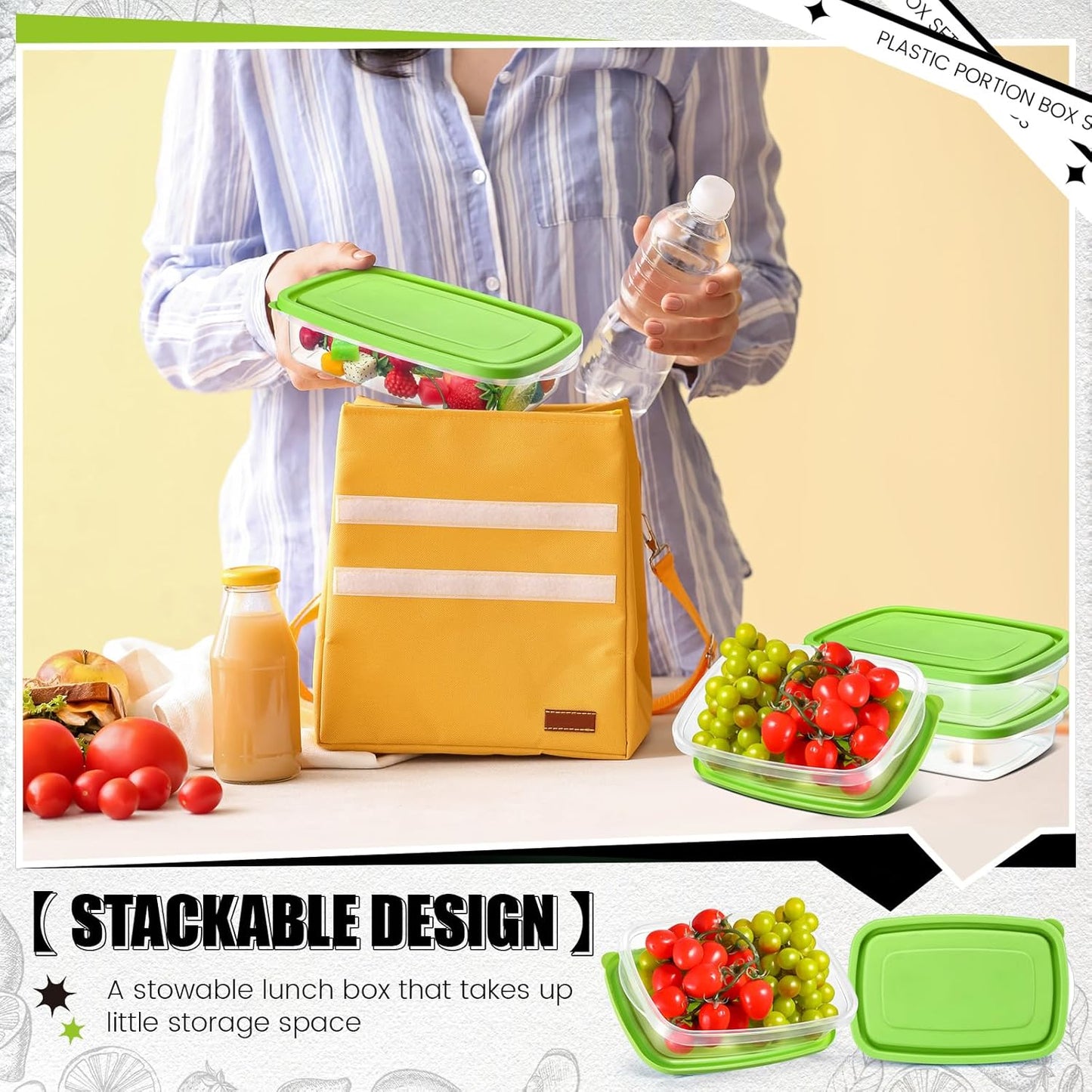 18 Pcs 33 Oz/ 4 Cups Plastic Food Storage Containers with Lids Portion Box Sets with Cover Stackable Plastic Containers with Lids Microwave Freezer Dishwasher Safe (Green)