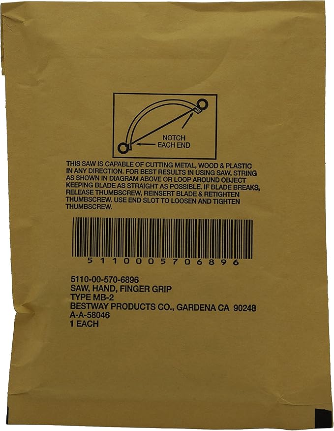 Tactical Military Survival Saw with 360 Degree Tooth - Emergency Wire Saw with Spare Blade - 20 Inch Blade - Made In The USA