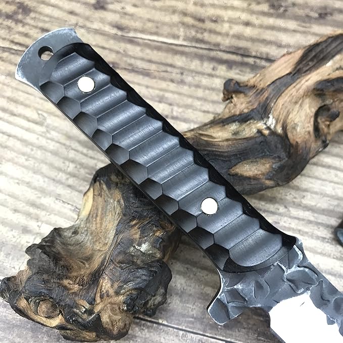 HUAAO 11.6’’ Fixed Blade Knife with Sheath, Japanese Knife with Ebony Handle, Katana Full Tang Knife for Hunting Camping Survival (Drop Point Blade)