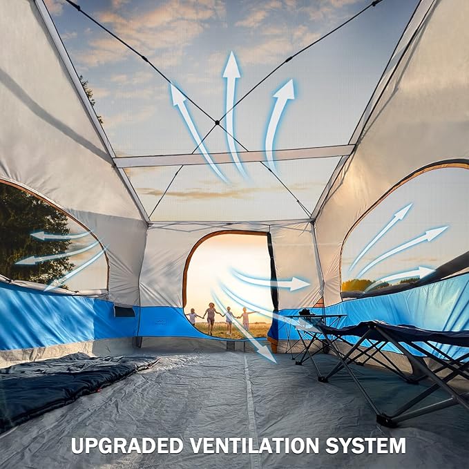 KAMPKEEPER Camping Tent for Pop Up Canopy, Converts 10'x10' Straight Leg Canopy into Camping TentFully Vented Roof, Light Blue