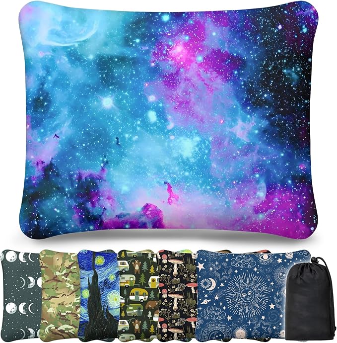 Inflatable Camping Pillow, Patterned Travel Backpacking Pillow, Lightweight & Portable Hiking Beach Pillow, Travel Camping Essential Accessories for Adult & Kids