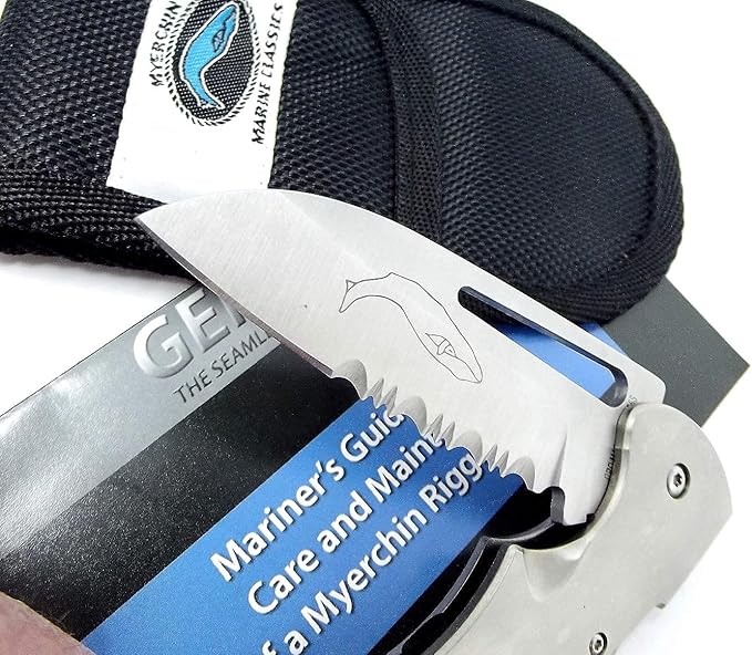 Myerchin Professional Generation 2 Titanium Captain Rigging Knife Tf300P Marlinspike Belt Pocket Sheath With BONUS Leather Lanyard Strap