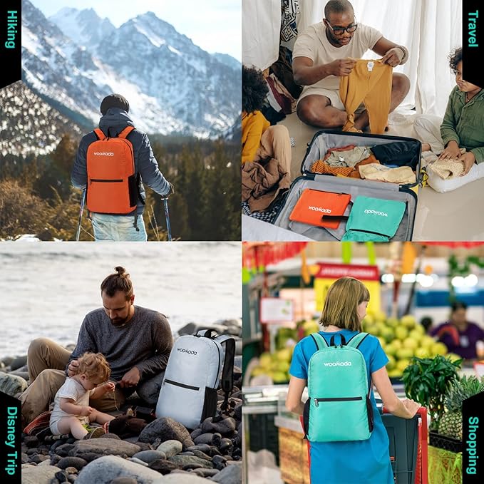 WOOMADA 17L Ultra Lightweight Packable Durable Waterproof Travel Hiking Backpack Daypack for Men Women Kids