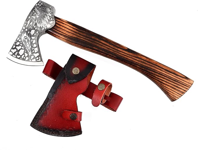 AX-2018 Custom Handmade Viking Hatchet Bearded Axe Head Camping Tomahawk Battle Tool with Sheath