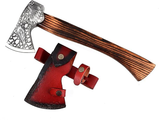 AX-2018 Custom Handmade Viking Hatchet Bearded Axe Head Camping Tomahawk Battle Tool with Sheath