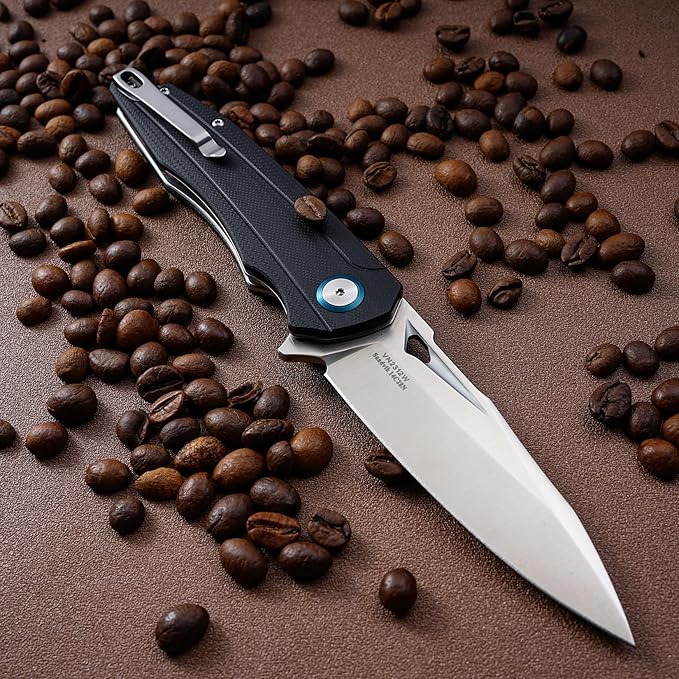 Folding Pocket Knife, EDC Knife with 3,66" Blade & G10 Handle Camping Knife with Flipper Opener, Liner Lock, Reversible Clip for Outdoor Men Women Tool