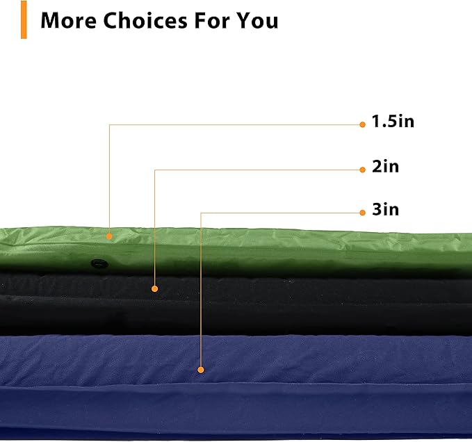 Ubon Self Inflating Sleeping Pad with Pillow for One People Fast Inflating Camping Mat 2 Inch Camping Mattress for Camping Hiking and Backpacking - Navy