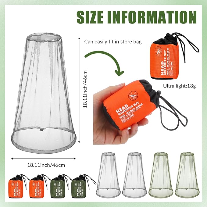 HESTYA 4 Pack Mosquito Net Face Mesh Net Protecting Net for Outdoor Hiking Camping Climbing Mosquito Fly Insects Preventing