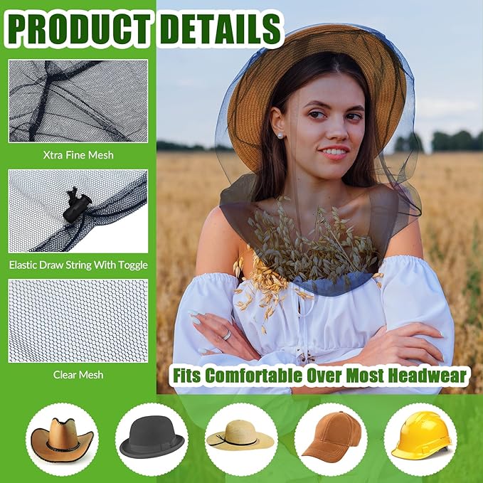 HESTYA 4 Pack Mosquito Net Face Mesh Net Protecting Net for Outdoor Hiking Camping Climbing Mosquito Fly Insects Preventing