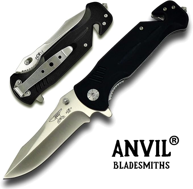 BULLSHARK 8CR13 - Folding Pocket Knife - Straight Blade Silver - Assisted Open