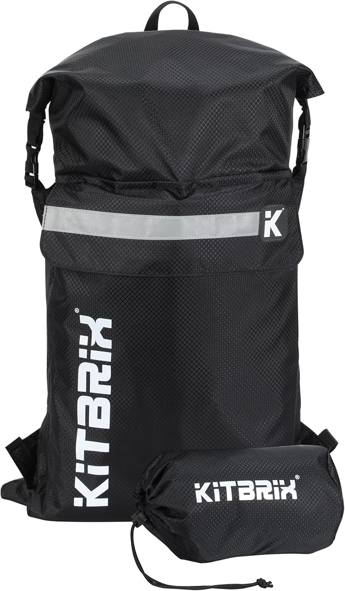 KitBrix PoKit Packable Daypack - Waterproof Dry Bag Backpack for Hiking, Running, Cycling, Camping & Outdoor Adventures - 25L Rolltop Backpack - Ultra-Light Day Pack & Swimming Bag