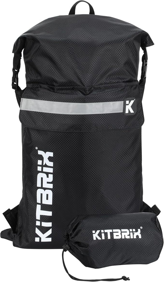 KitBrix PoKit Packable Daypack - Waterproof Dry Bag Backpack for Hiking, Running, Cycling, Camping & Outdoor Adventures - 25L Rolltop Backpack - Ultra-Light Day Pack & Swimming Bag