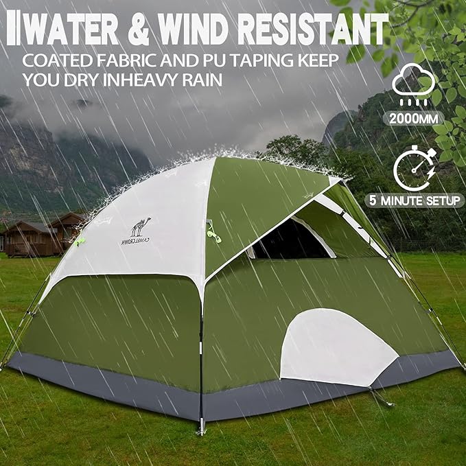 CAMEL CROWN Tents for Camping 2/3/4/5 Person Camping Dome Tent, Waterproof,Spacious, Lightweight Portable Backpacking Tent for Outdoor Camping/Hiking