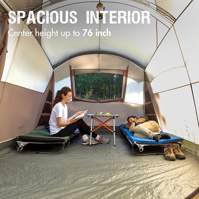 PORTAL 6/8/10 Person Family Camping Tent with Screen Room, Water Resistant Big Tunnel Tent with Rainfly, Large Family Tent for Outdoor Camping, Party