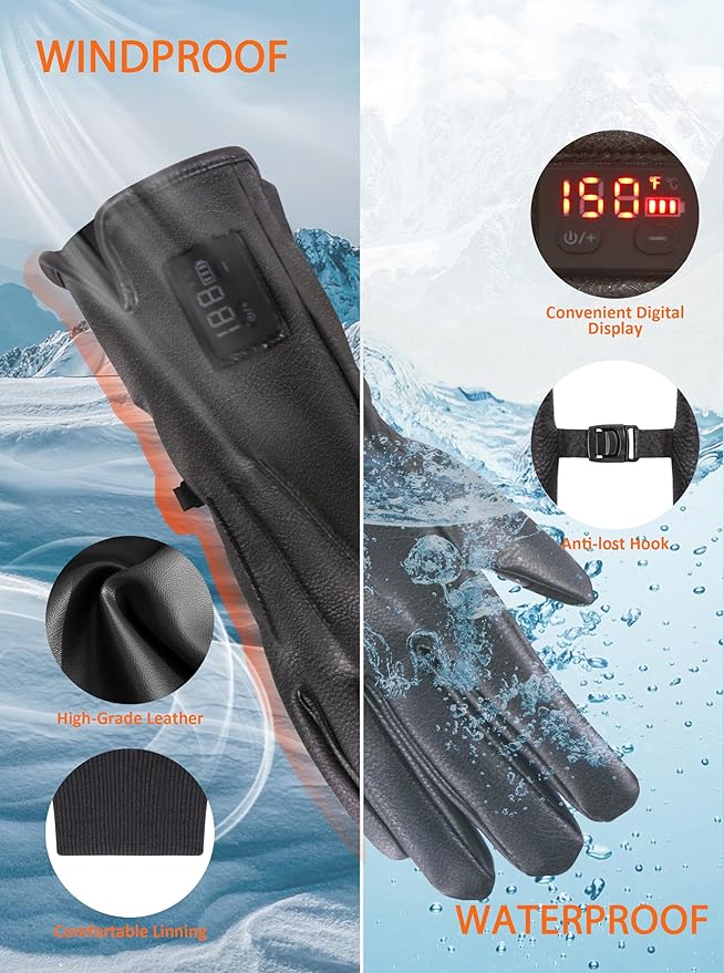Heated Glove Liners, Rechargeable Electric Battery Operated Heated Gloves for Men Women Thin Hand Warmers for Work Skiing Hunting Fishing Arthritis