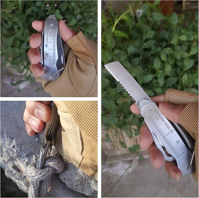 Sailor's Survival Knife Pocket Size EDC Multi Tool Swiss Army Skipper Emergency Rigging Tool with Can Opener, Screwdriver, Knife, Wire Stripper for Boating, Sailing, Fishing and Hunting