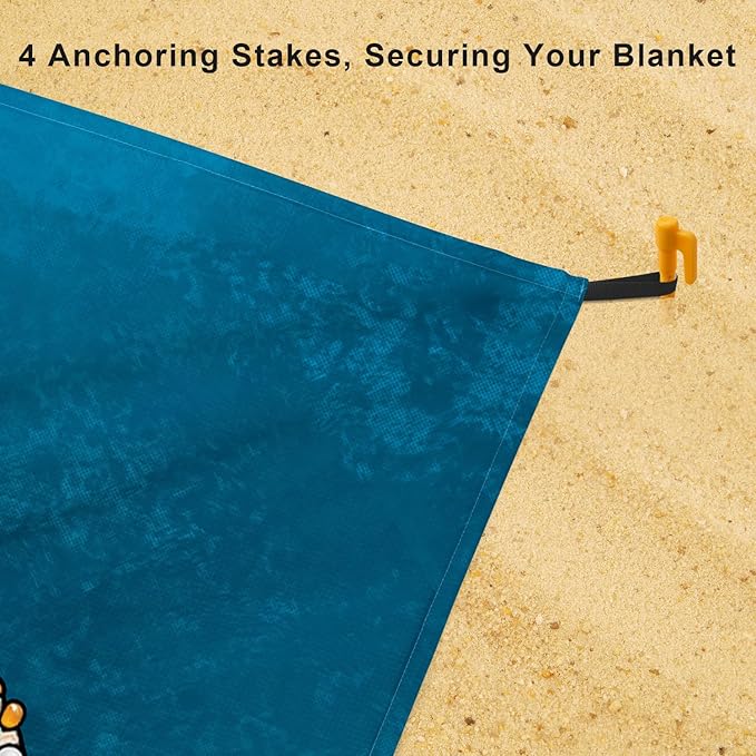 Beach Blanket Waterproof Sandproof, 78''×86'' Large Lightweight Beach Mat for 2-4 Adults with Stakes, Sand Free Quick Dry Outdoor Picnic Blankets for Travel, Camping, Hiking-Jewelry Octopus