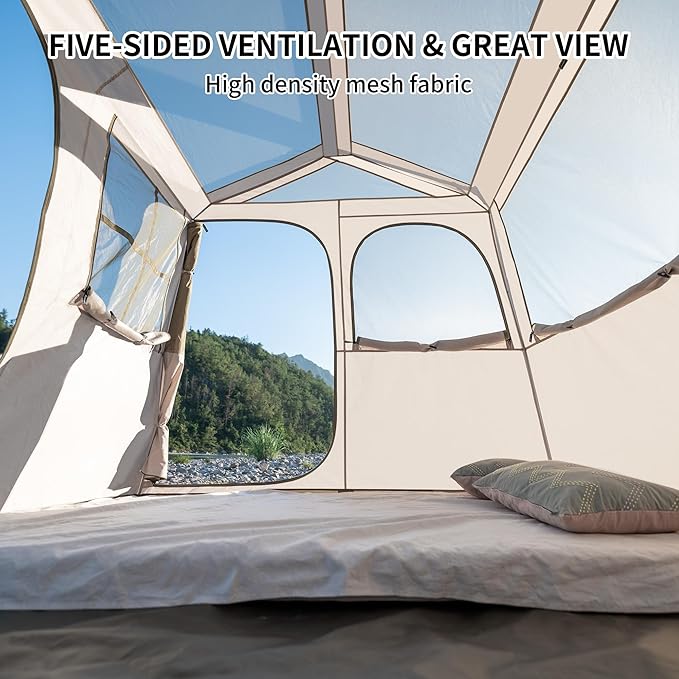 Naturehike Village Camping Tent,4/6/8 Person Tents for Camping, 60S Easy Setup Instant Tent for Family Camping, Car Camping