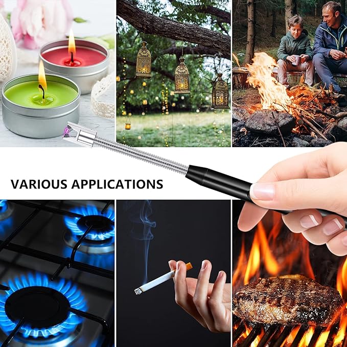 Candle Lighter, Rechargeable Plasma Arc Electric Lighters with LED Battery Display Long Flexible Neck Flame-less Windproof Lighters for Candles Gas Stoves Fire Pits Lanterns Camping Barbecue