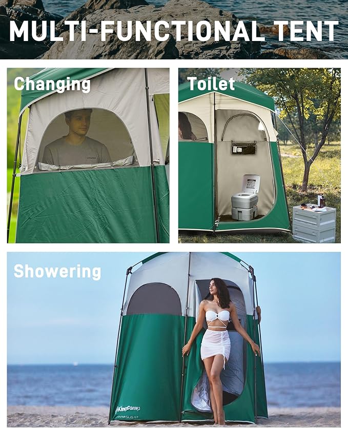 KingCamp Shower Tent, Portable Privacy Tent Outdoor Camping 1/2 Room Toilet Tents with Shower Bag & Dressing Room for Travel Beach Tailgate