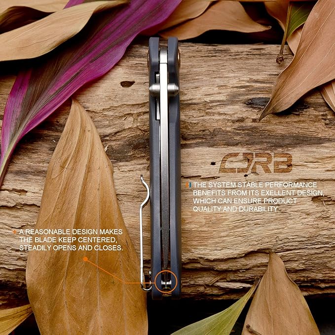 CJRB Folding Knife Feldspar Pocket Folding Knife Stonewash D2 Steel Blade G10 Tactical Handle EDC Knife,Blue Handle-Large(J1912)