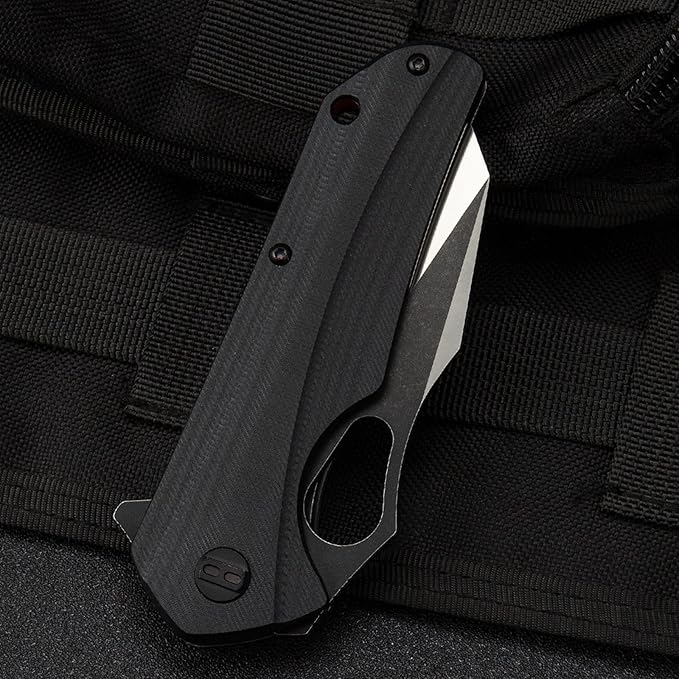 BESTECH KNIVES Pocket Folder Folding Knife: 3.47" D2 Steel Satin+Balck Reverse Tanto Blade, G10 Scales, Flipper, Liner Lock, EDC Steel Clip, BG36A (Black)