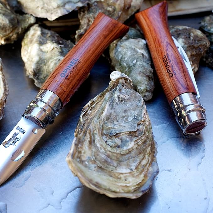 Opinel No.09 Stainless Steel Folding Oyster & Shellfish Knife with Padouk Handle